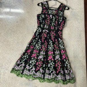 Parker Black embroidered dress size 0